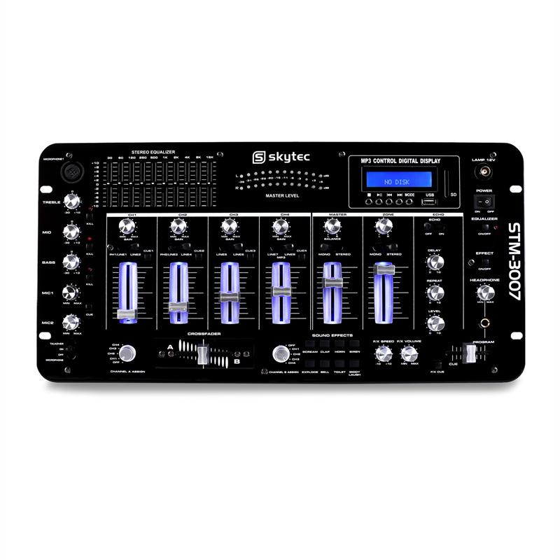 Skytec STM-3007, 6-kanálový DJ mixážny pult, bluetooth, USB, SD, MP3 – Obrázok 2