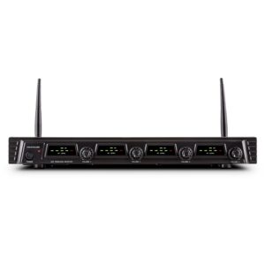 Auna Pro Duett Quartett Fix V1, 4-kanálový UHF bezdrôtový mikrofónový set, dosah 50 m