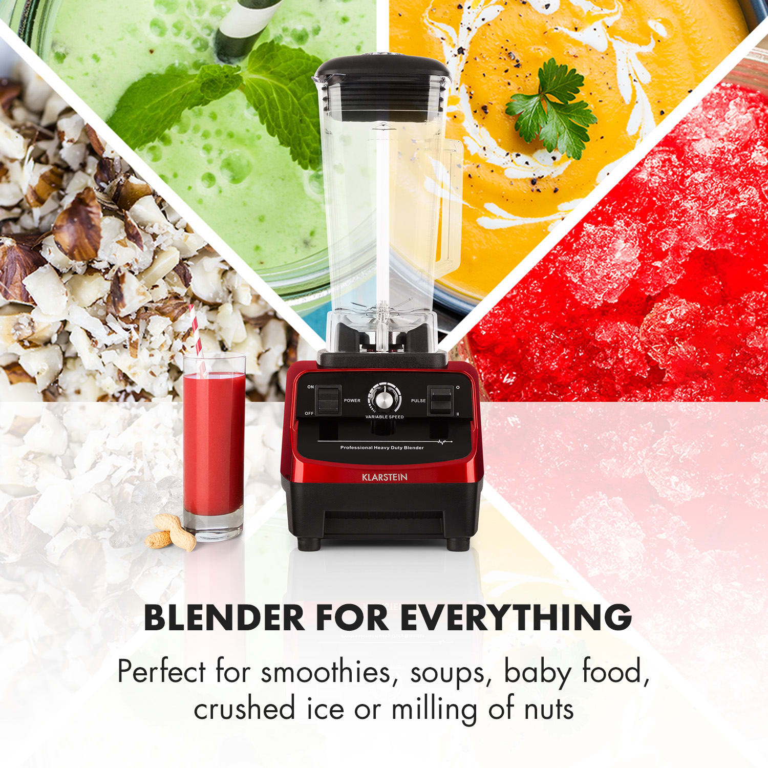 Klarstein IB-Herakles-3G-R, 1500 W, 2 litre, zelené smoothie, bez BPA, stolný mixér – Obrázok 4