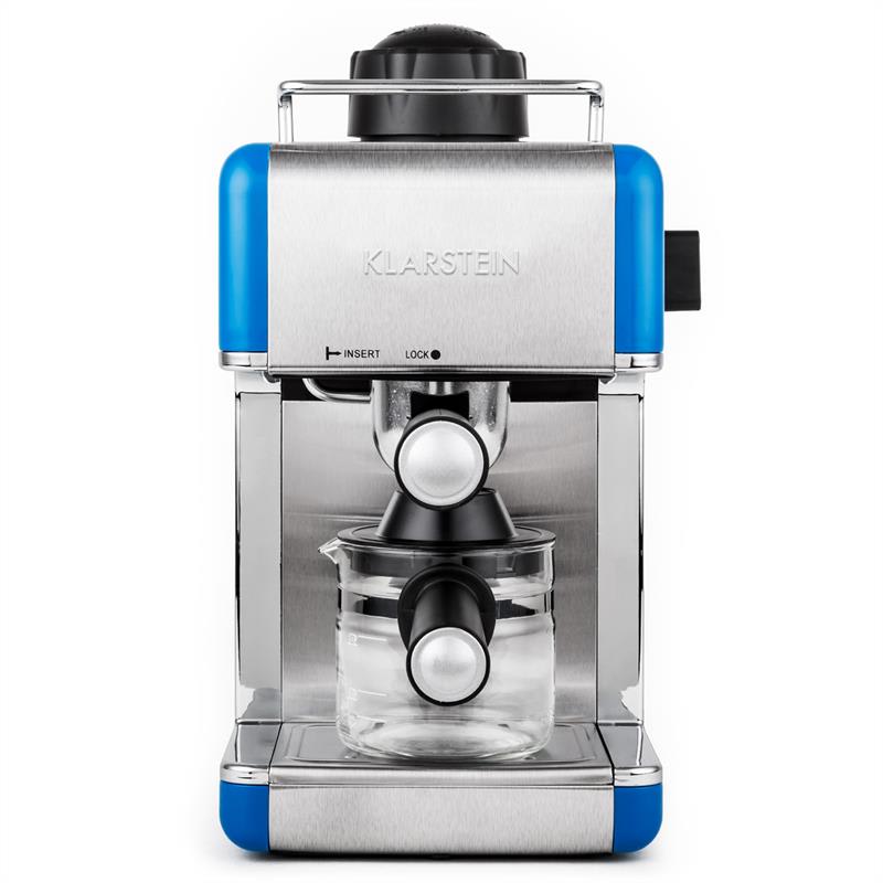 Klarstein oneConcept Sagrada Azzuro, 800 W, 3,5 bar, 4 šálky, stroj na espresso, nerezová oceľ