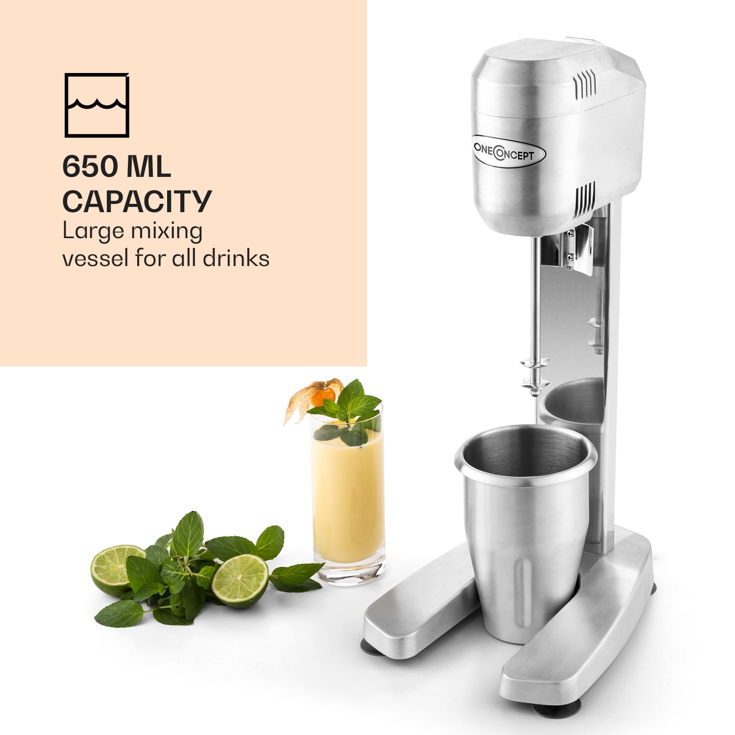 OneConcept DM-B, mixér na nápoje, gastronomický barový mixér, 400 W, 650 ml