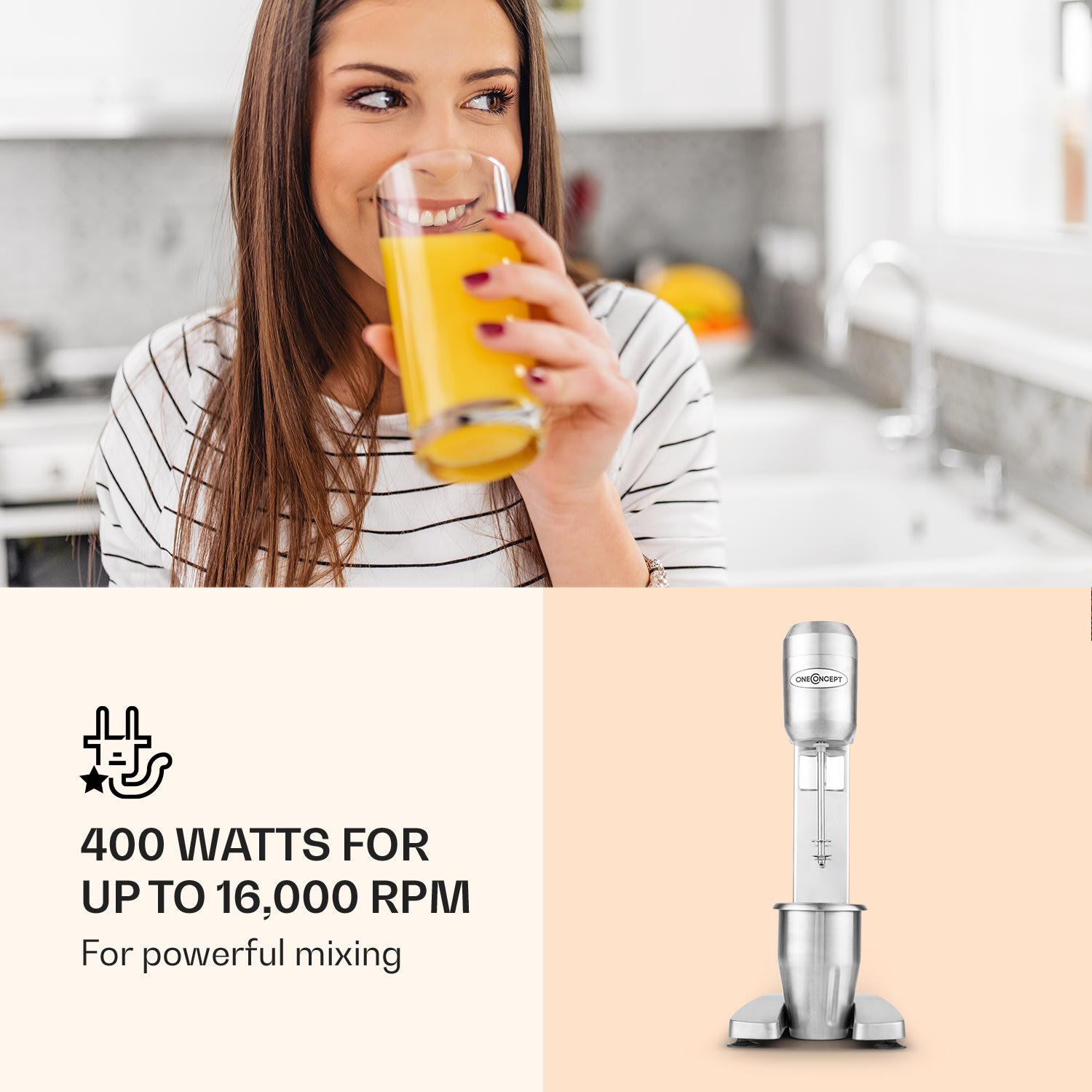OneConcept DM-B, mixér na nápoje, gastronomický barový mixér, 400 W, 650 ml – Obrázok 2