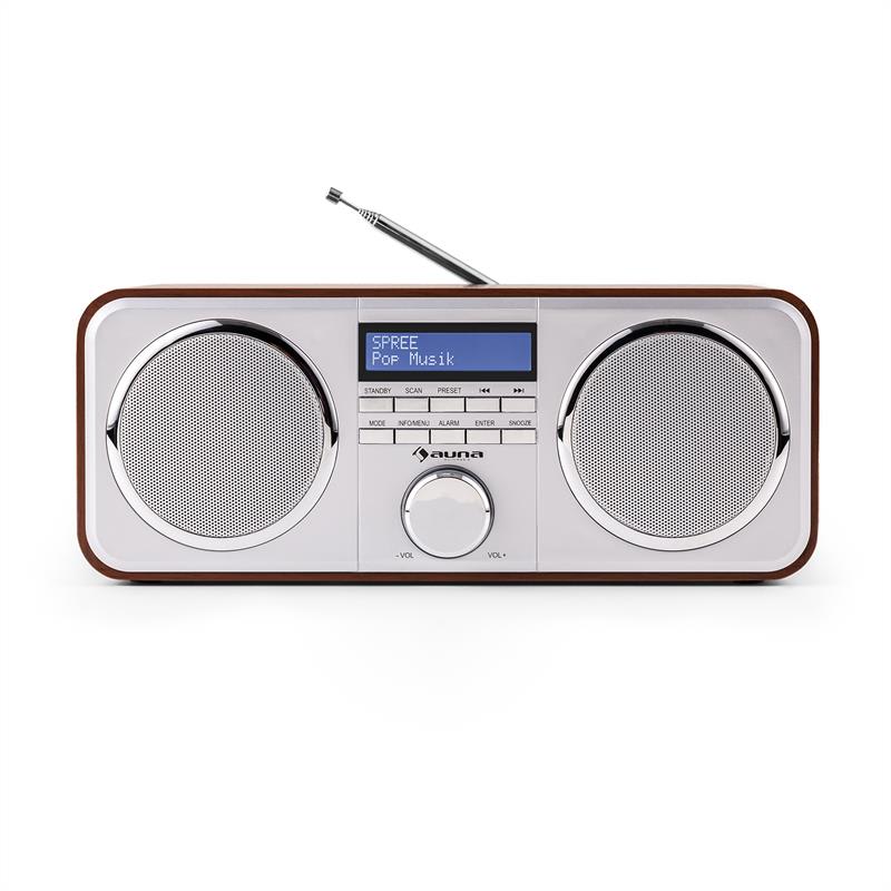 Auna Georgia DAB-rádio, DAB+, FM, predvoľby staníc, budík, AUX, čerešňa