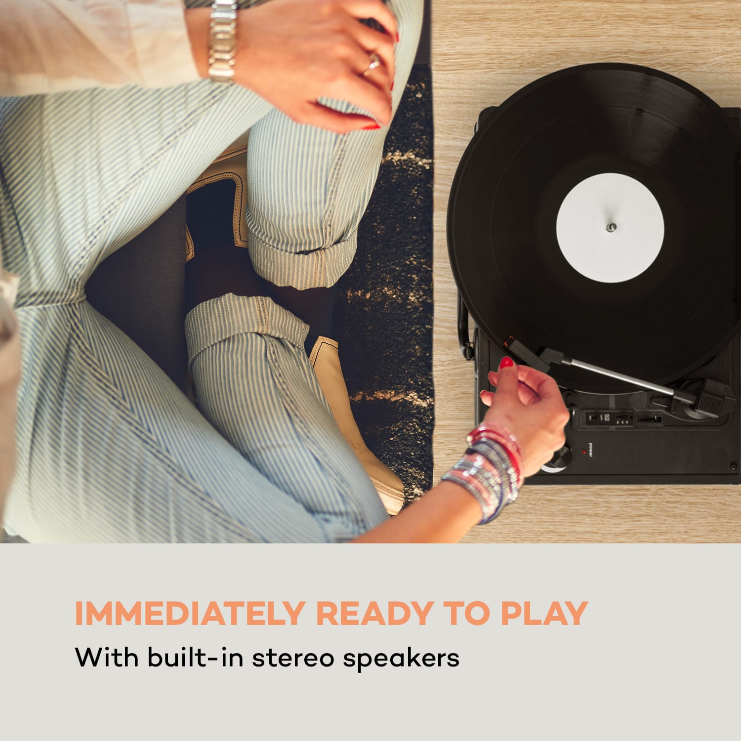 Auna Peggy Sue, retro gramofón, LP, USB, čierny – Obrázok 3
