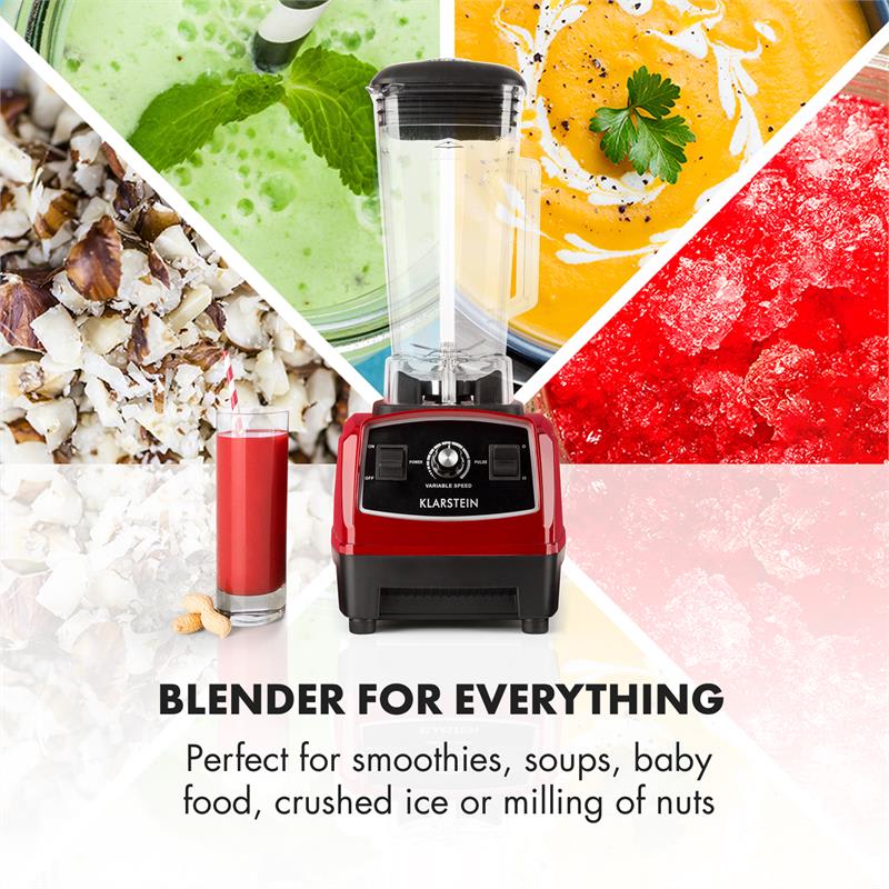 Klarstein Herakles-2G-R, 1200 W, 2 litre, stolný mixér, smoothie, bez BPA, stolný mixér – Obrázok 3