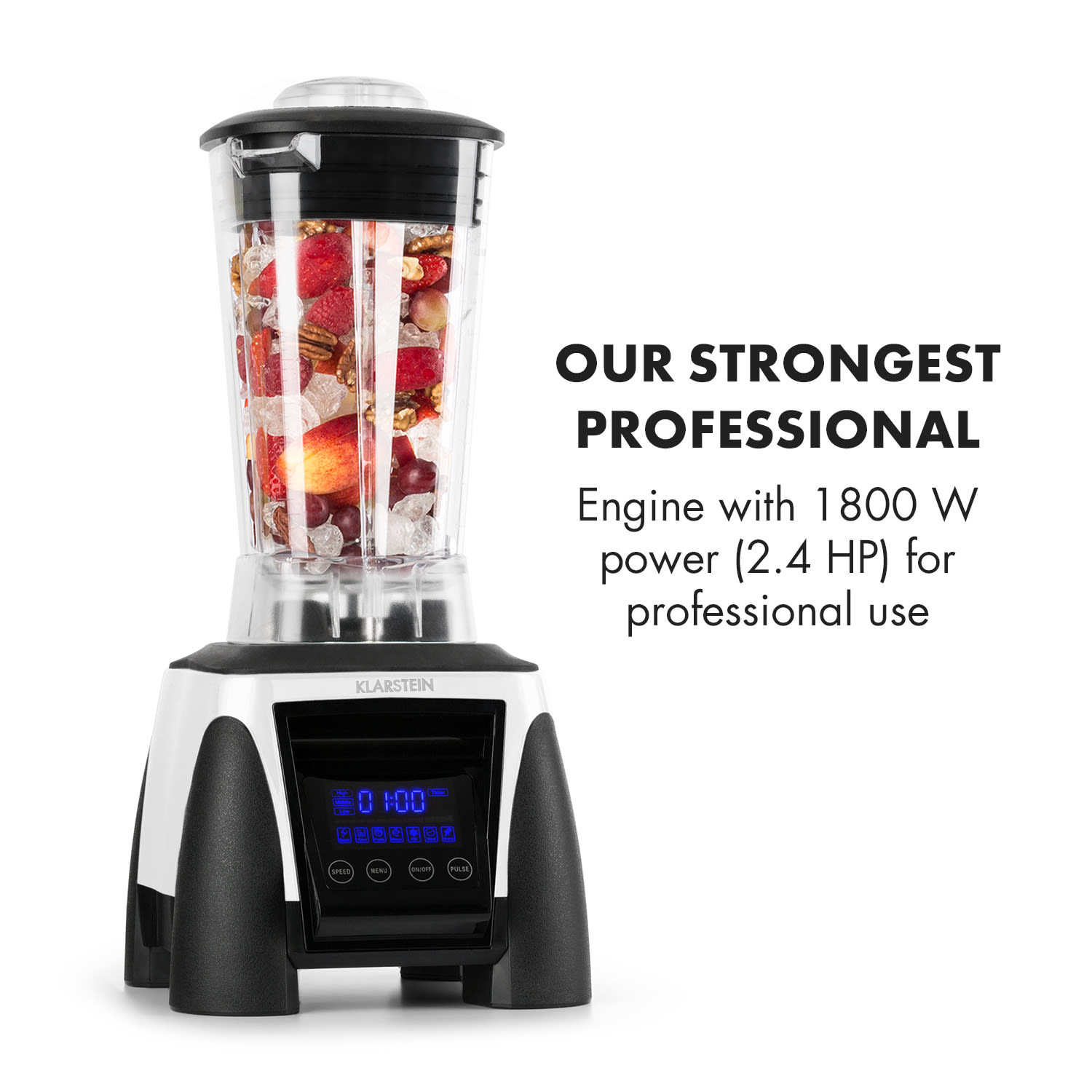 Klarstein Herakles-8G-W, 1800 W, 2 litre, stolný mixér, biely, green smoothie, bez BPA – Obrázok 2