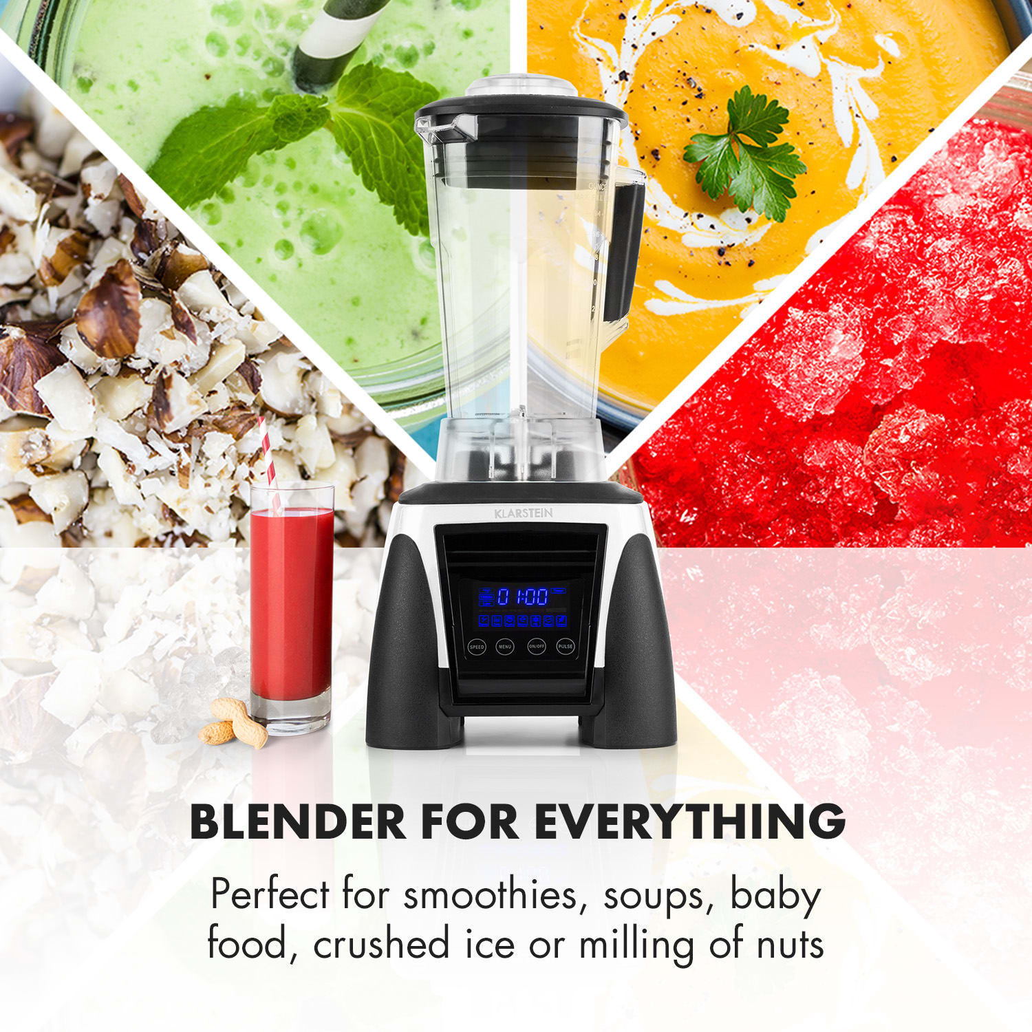 Klarstein Herakles-8G-W, 1800 W, 2 litre, stolný mixér, biely, green smoothie, bez BPA – Obrázok 4