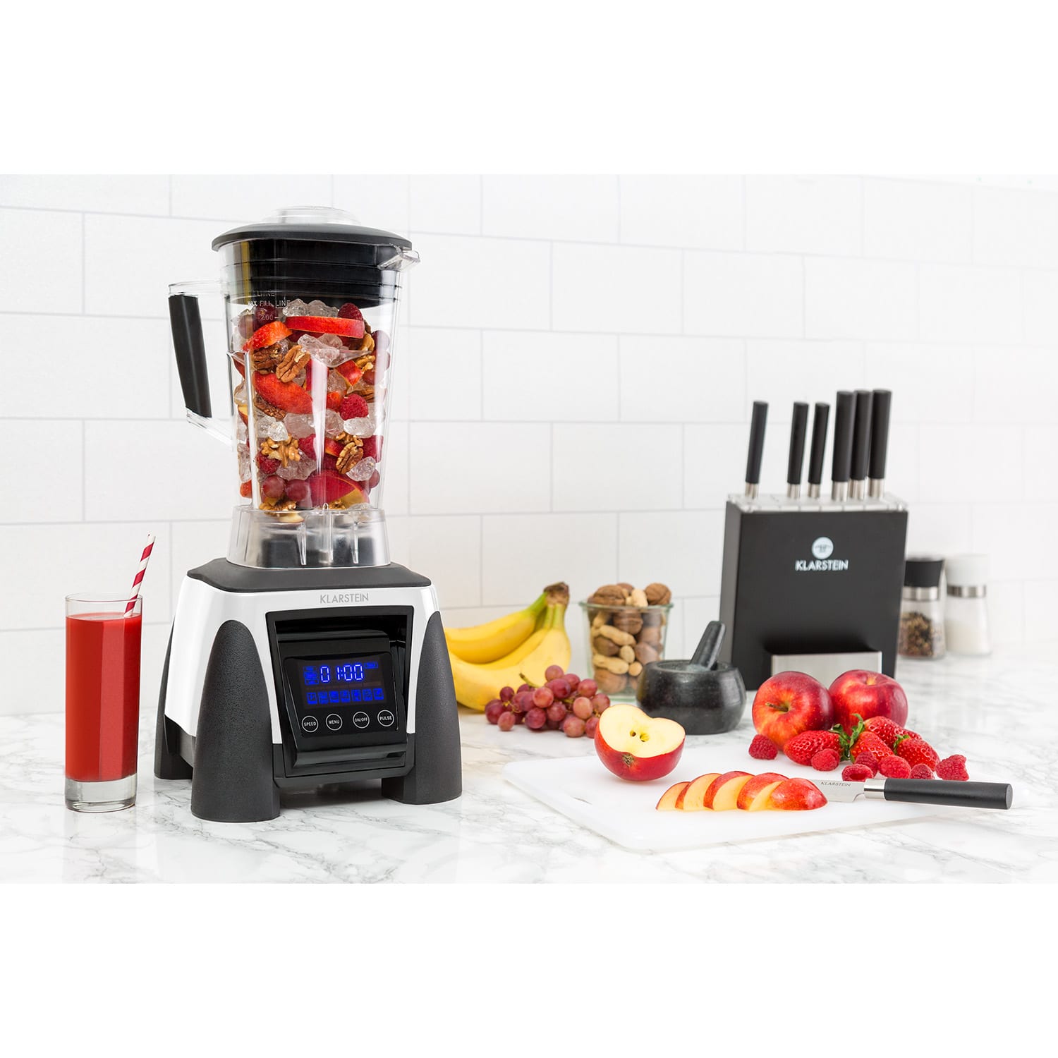 Klarstein Herakles-8G-W, 1800 W, 2 litre, stolný mixér, biely, green smoothie, bez BPA