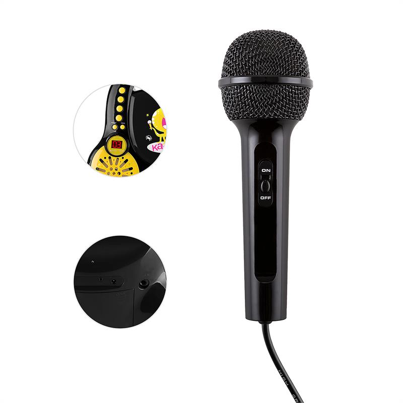Auna Rockpocket, detský karaoké systém, CD, AUX, 2 x mikrofón, sada nálepiek, čierny – Obrázok 2