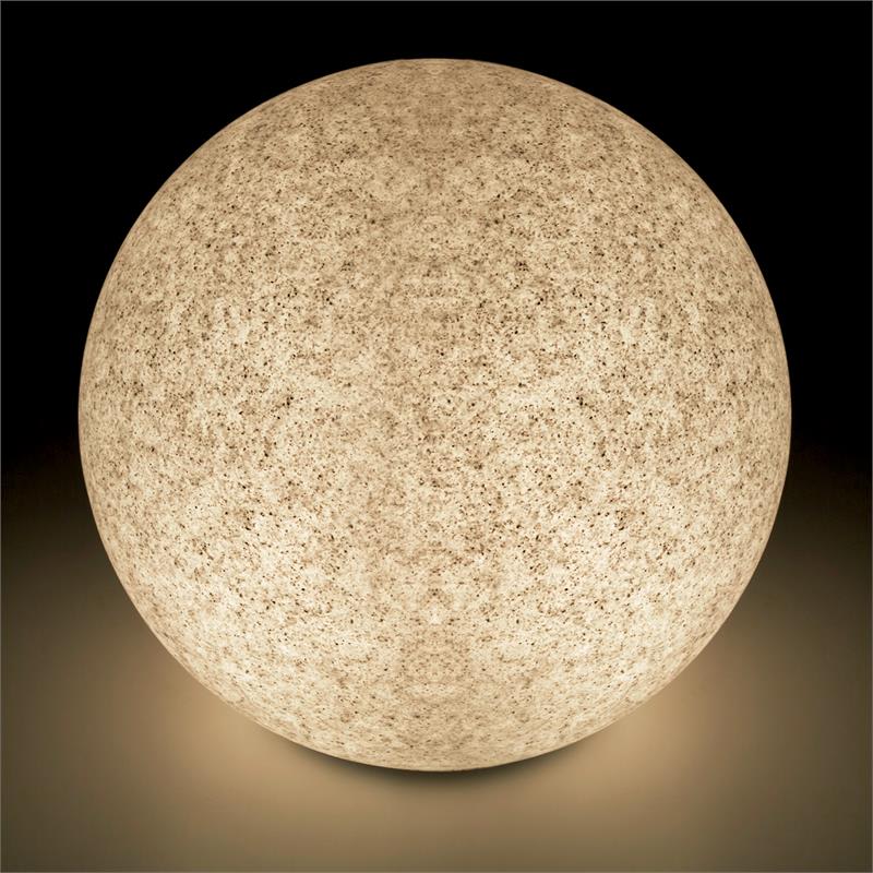 Lightcraft Shinestone S, záhradné svietidlo, guľovité, 20 cm, vzhľad kameňa – Obrázok 2