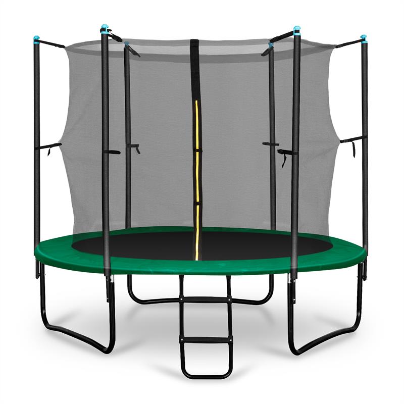 KLARFIT Rocketstart 250, 250 cm trampolína, vnútorná bezpečnostná sieť, široký rebrík, zelená