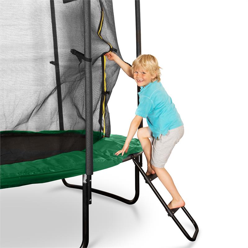 KLARFIT Rocketstart 250, 250 cm trampolína, vnútorná bezpečnostná sieť, široký rebrík, zelená – Obrázok 3