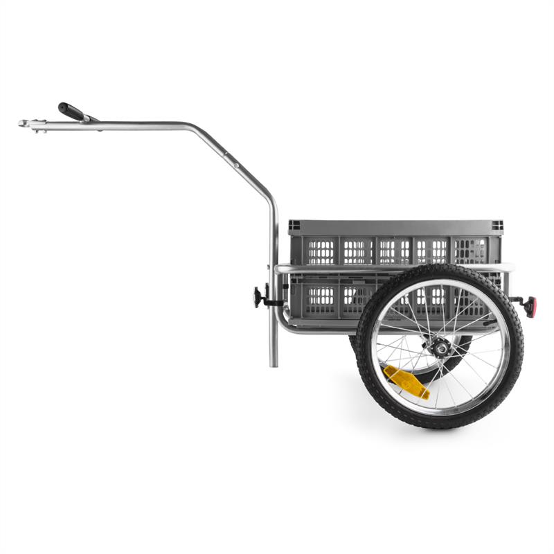DURAMAXX BigBig Box, príves na bicykel, ručný vozík, vysoké oje, 40 l, 40 kg, sivý