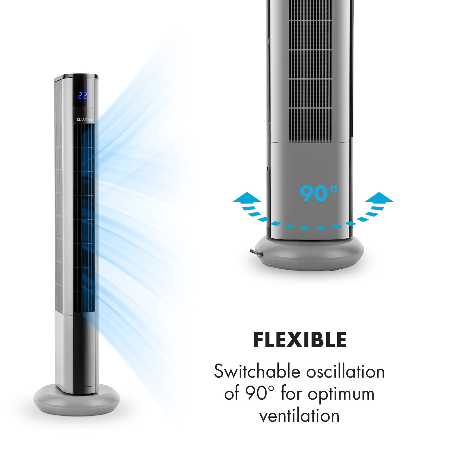 Klarstein Skyscraper 3G, stĺpový ventilátor s dotykovým ovládaním, 50 W, diaľkový ovládač – Obrázok 5