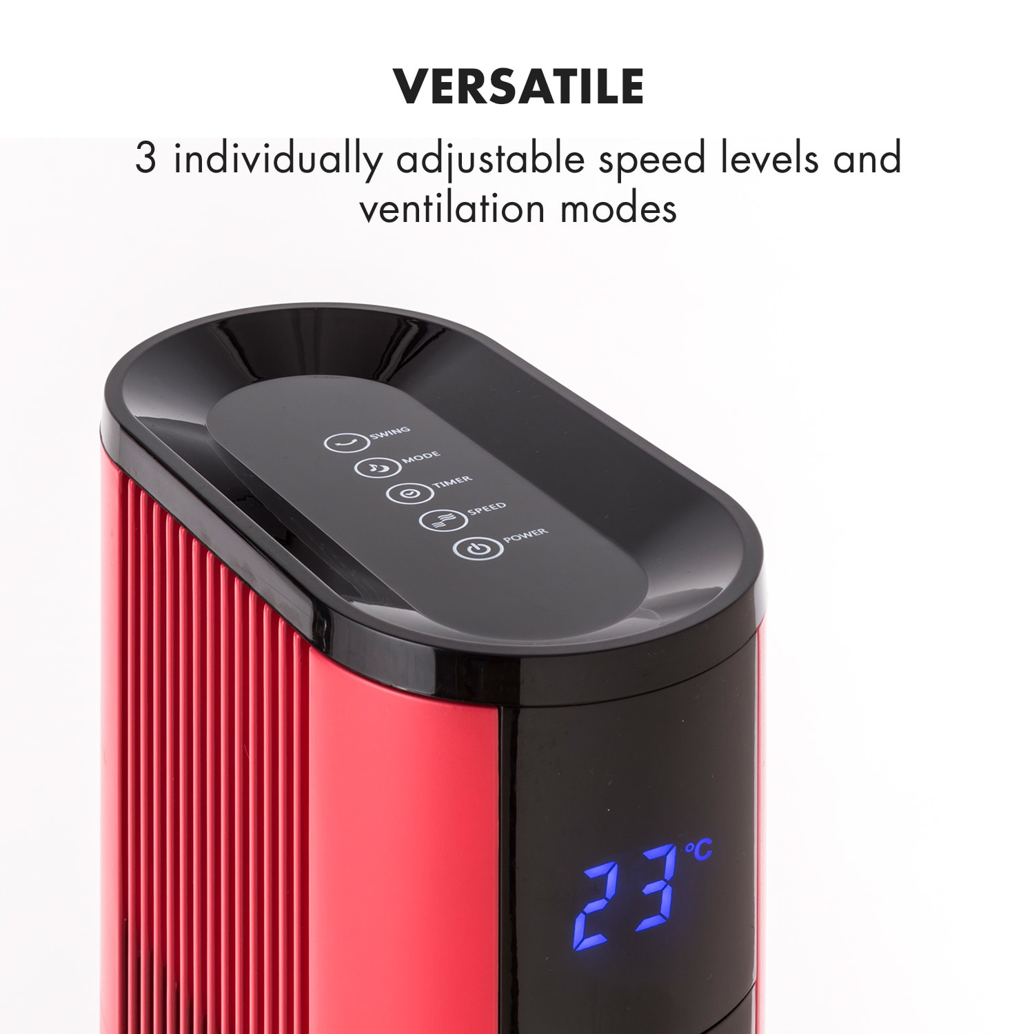 Klarstein Skyscraper 3G, stĺpový ventilátor s dotykovým ovládaním, 50 W, diaľkový ovládač, červený – Obrázok 2