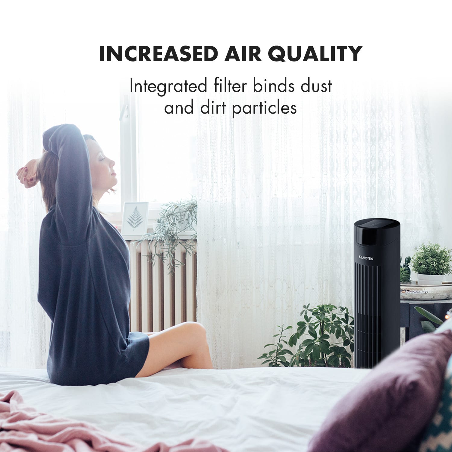 Klarstein Skyscraper 2G, stĺpový ventilátor s dotykovým ovládaním, 40 W, diaľkový ovládač, čierny – Obrázok 3