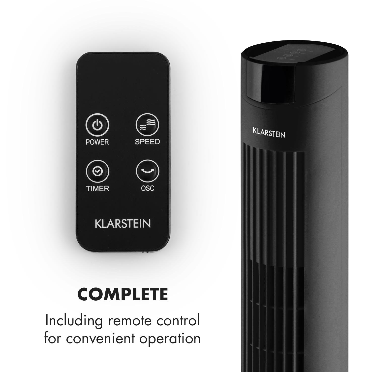 Klarstein Skyscraper 2G, stĺpový ventilátor s dotykovým ovládaním, 40 W, diaľkový ovládač, čierny – Obrázok 5
