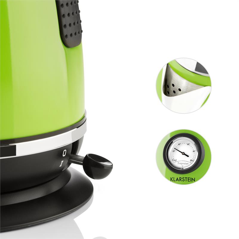 Klarstein TK7-AquavitachaletG, 2200W, zelená rýchlovarná kanvica z ušľachtilej ocele – Obrázok 2