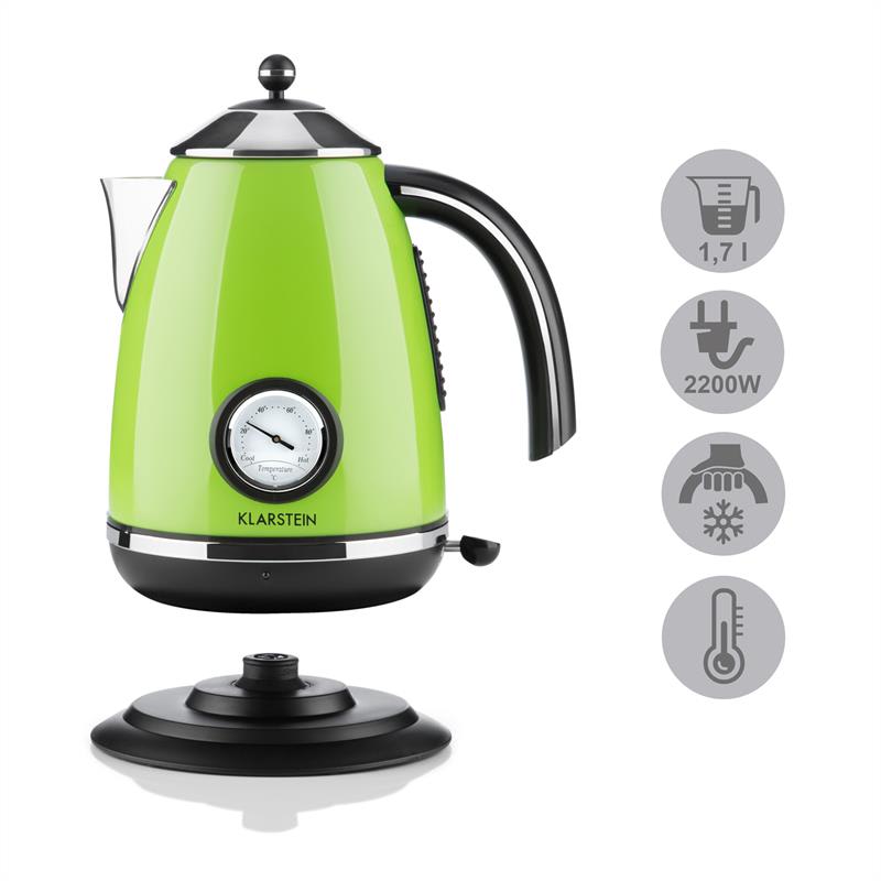 Klarstein TK7-AquavitachaletG, 2200W, zelená rýchlovarná kanvica z ušľachtilej ocele – Obrázok 3