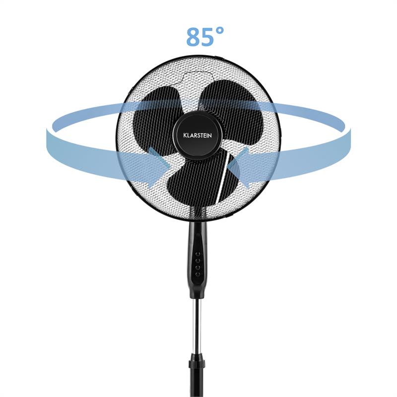 Klarstein Black Blizzard 2G, 50 W, 16'', stojaci ventilátor, oscilácia, okrúhly stojan, čierny – Obrázok 4