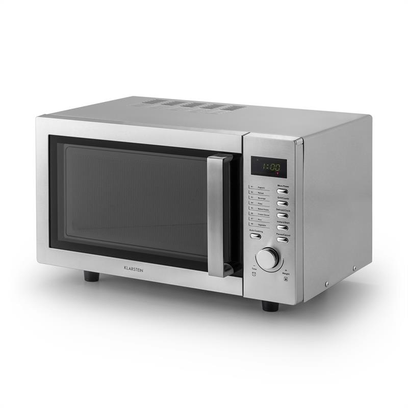 Klarstein Steelwave, 23 l, 800 W mikrovlnná rúra, 1000 W gril, nerezová oceľ, zabudovací rám – Obrázok 4
