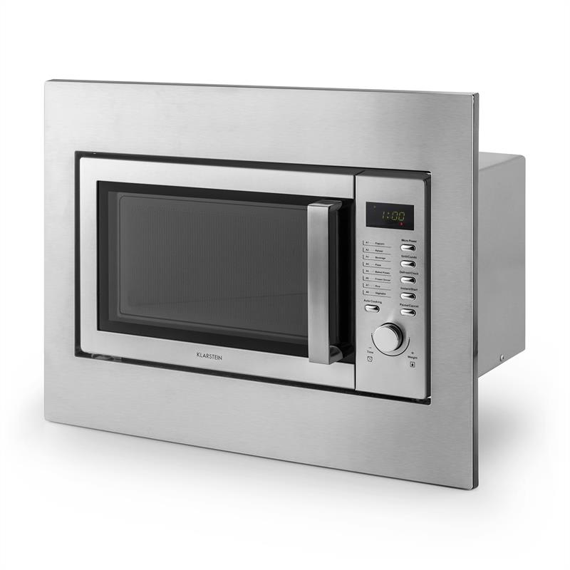 Klarstein Steelwave, 23 l, 800 W mikrovlnná rúra, 1000 W gril, nerezová oceľ, zabudovací rám – Obrázok 5