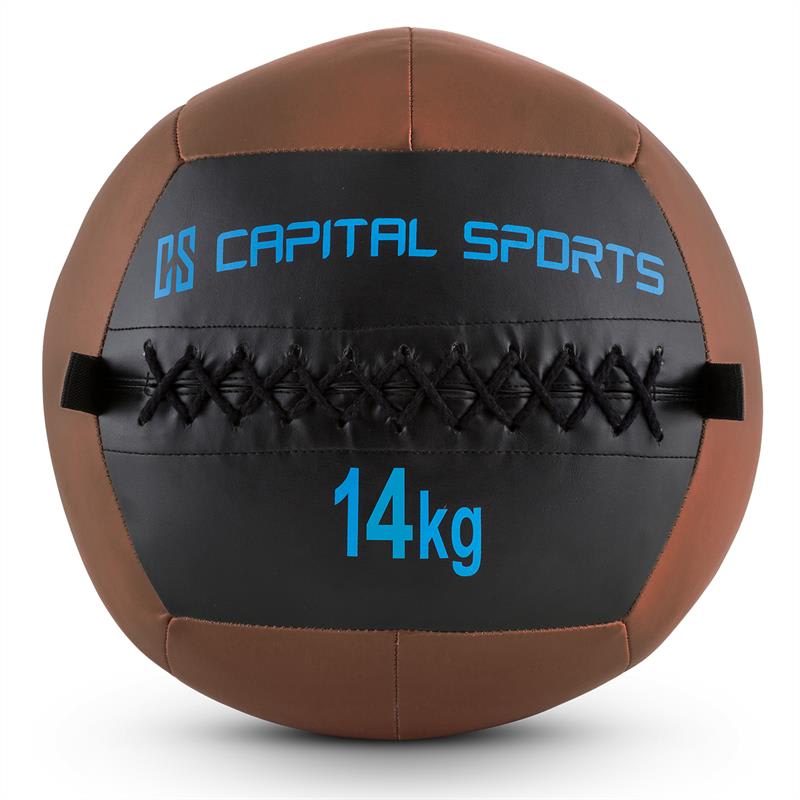 Capital Sports Wallba 14, 14kg, hnedá, Wall Ball (medicinbal) z umelej kože