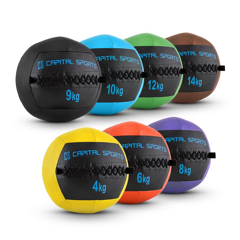 Capital Sports Wallba 14, 14kg, hnedá, Wall Ball (medicinbal) z umelej kože – Obrázok 3