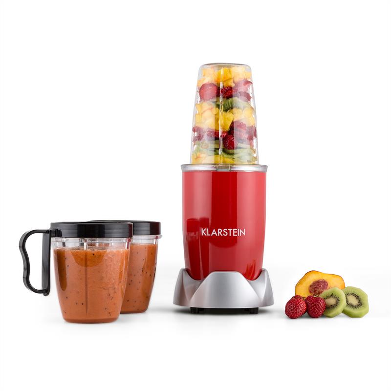 Klarstein NutriRocket, 700W, červený, multifunkčný mixér/smoothiemaker, desaťdielny – Obrázok 3