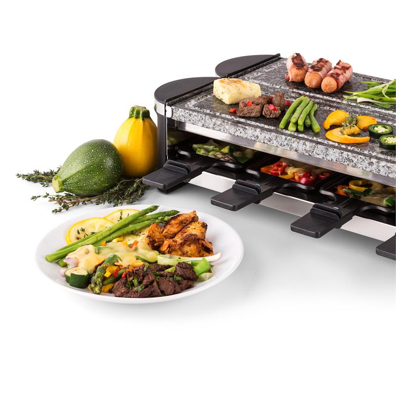 Klarstein Tenderloin 100, raclette gril, 1200 W, 2 x prírodný kameň, pre 8 osôb – Obrázok 5