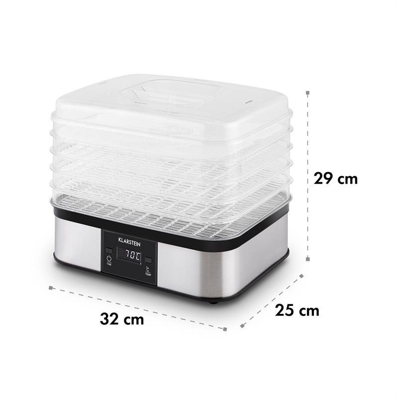 Klarstein Valle di Frutta, 250 W, sušička, nerez, dehydrátor, 5 poschodí – Obrázok 4