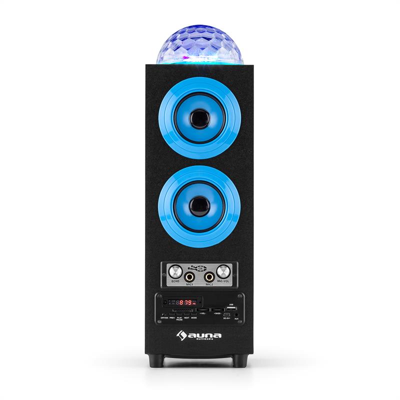Auna DiscoStar Blue, prenosný 2.1 bluetooth reproduktor, USB, akumulátor, LED, mikrofón – Obrázok 3