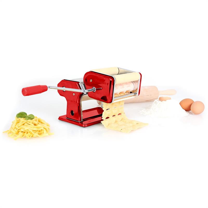 Klarstein Siena Rossa, červený, Pasta Maker, zariadenie na výrobu cestovín, 3 nadstavce
