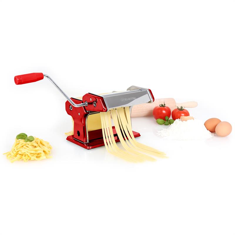 Klarstein Siena Rossa, červený, Pasta Maker, zariadenie na výrobu cestovín, 3 nadstavce – Obrázok 2