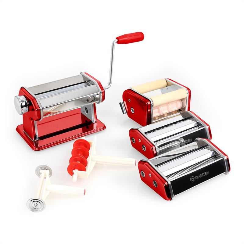 Klarstein Siena Rossa, červený, Pasta Maker, zariadenie na výrobu cestovín, 3 nadstavce – Obrázok 5