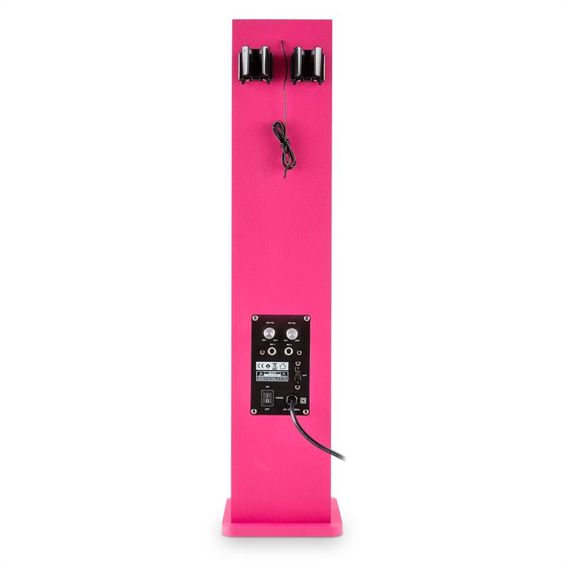 Auna Karaboom LED, ružová, bluetooth reproduktor, USB, AUX, karaoke, 2 mikrofóny – Obrázok 4