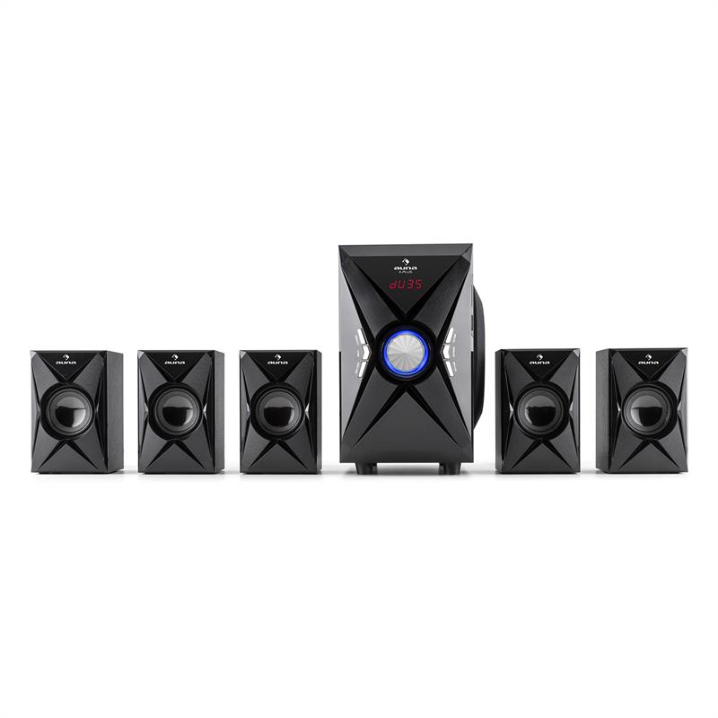 Auna X-Plus, max. 70W, čierna, 5.1-kanálový reproduktorový systém, USB, SD, AUX