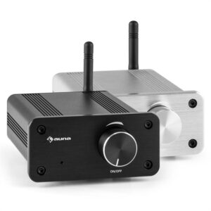Auna BT-Bro, 40W RMS, strieborný, mini stereo zosilňovač, trieda D, bluetooth, hliník