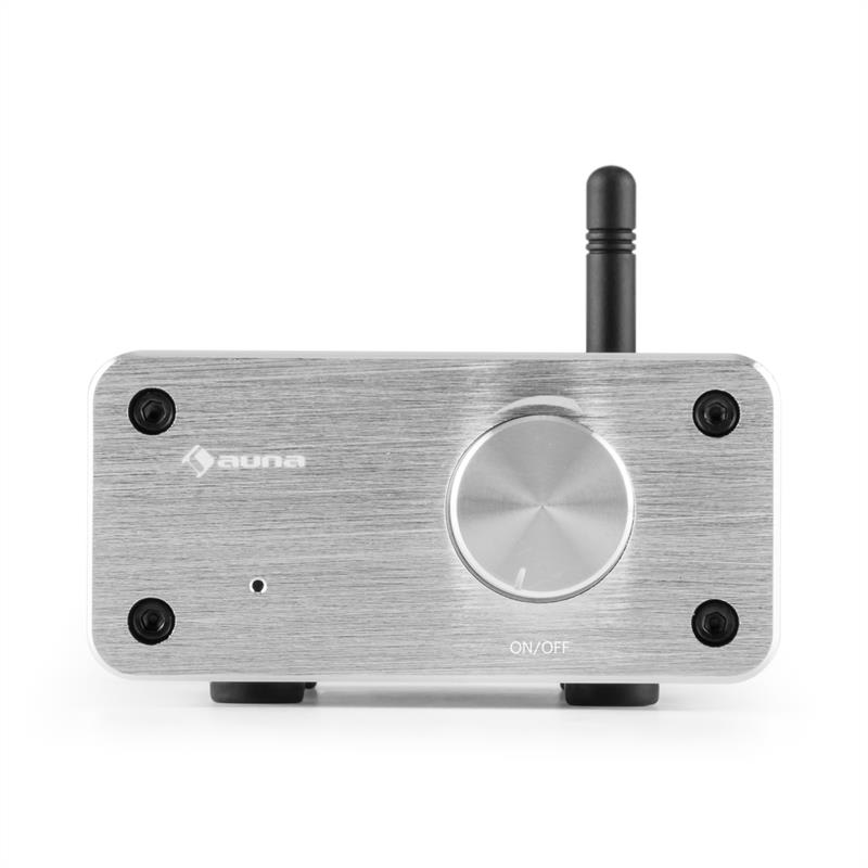 Auna BT-Bro, 40W RMS, strieborný, mini stereo zosilňovač, trieda D, bluetooth, hliník – Obrázok 2