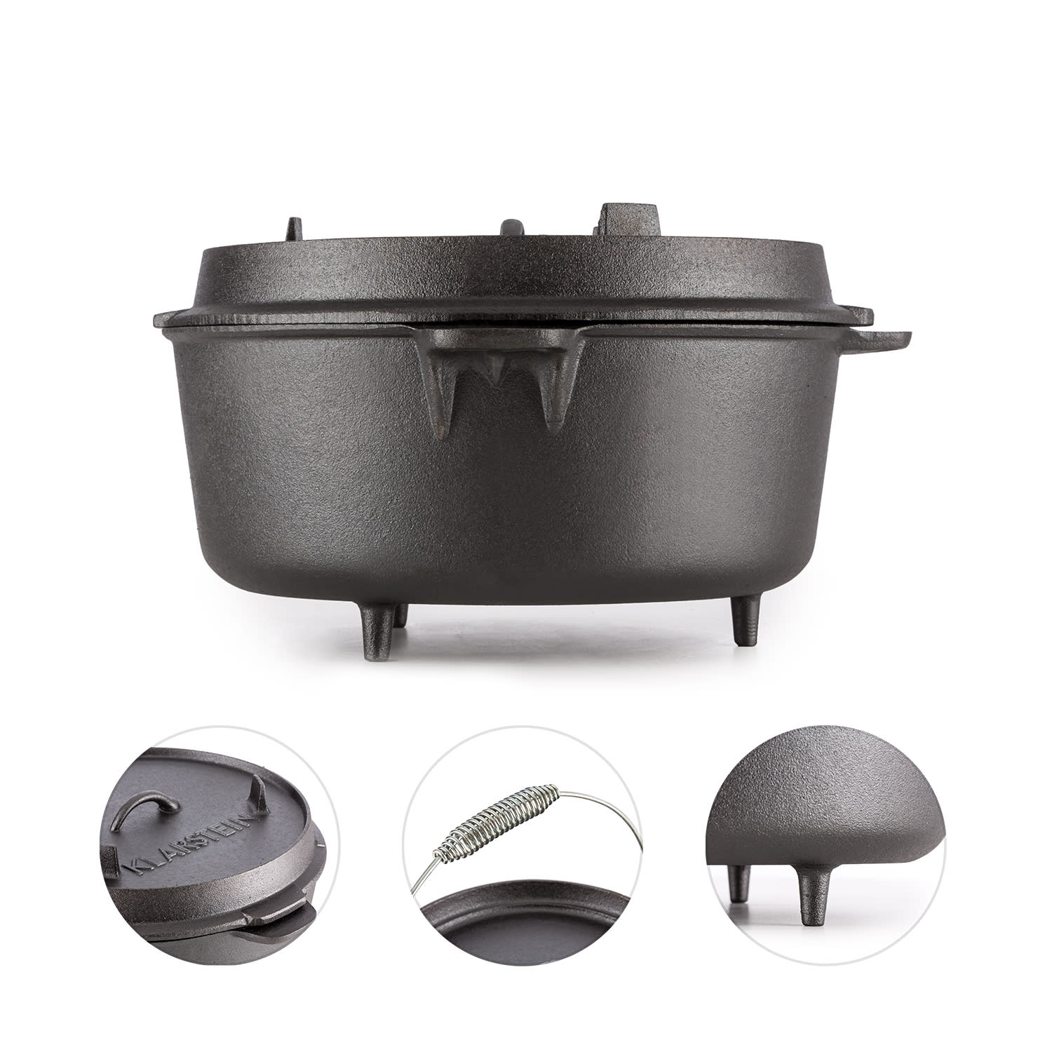 Klarstein Hotrod 145, liatinový hrniec, BBQ hrniec, 11,4 l, liatina, čierny – Obrázok 3