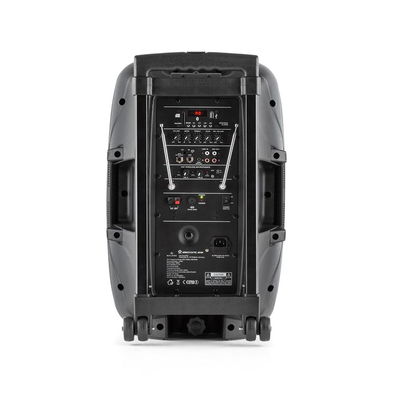 Malone Bushfunk 30, aktívny PA reproduktor, 700 W, bluetooth, akumulátor, USB, SD, MP3 VHF – Obrázok 2