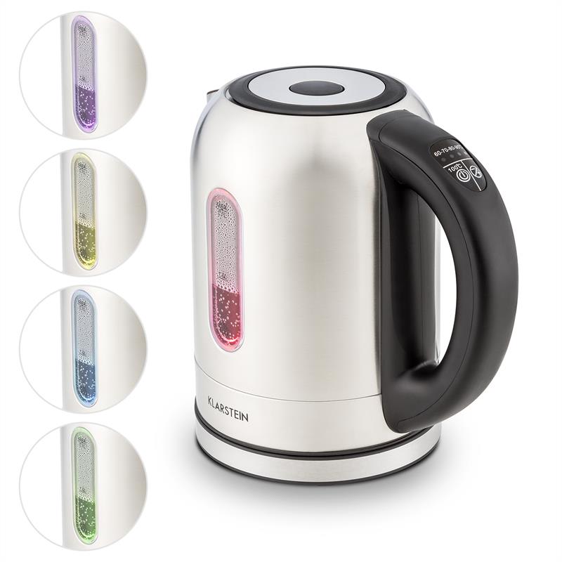 Klarstein Wildwater, 1,7 l, 2200 W, rýchlovarná kanvica, voľba teploty, LED, nehrdzavejúca oceľ – Obrázok 5