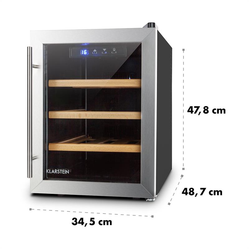 Klarstein Reserva 12 Uno, 33 litrov, chladiaca vinotéka, 12 fliaš, nehrdzavejúca oceľ, LED – Obrázok 4