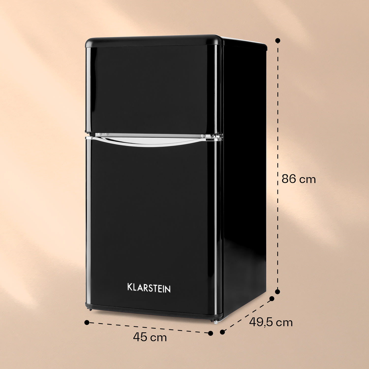 Klarstein Monroe Black, kombinovaná chladnička, 61/24 l, energet. trieda F, Retrolook, čierna – Obrázok 4