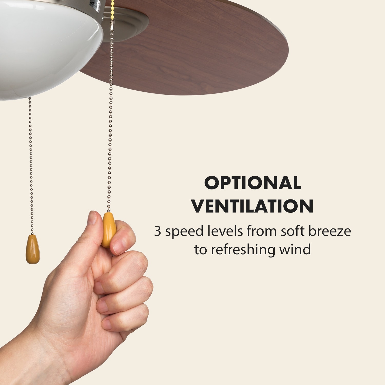 Klarstein Valderama, stropný ventilátor, 42", 60 W, stropná lampa, 2 x 43 W, čerešňové drevo – Obrázok 4