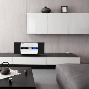 OneConcept V-15, čierny, stereo systém, CD, USB, MP3, FM, AUX, budík