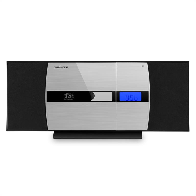 OneConcept V-15-BT, stereo systém, bluetooth, CD, USB, MP3, FM, AUX, budík, čierny