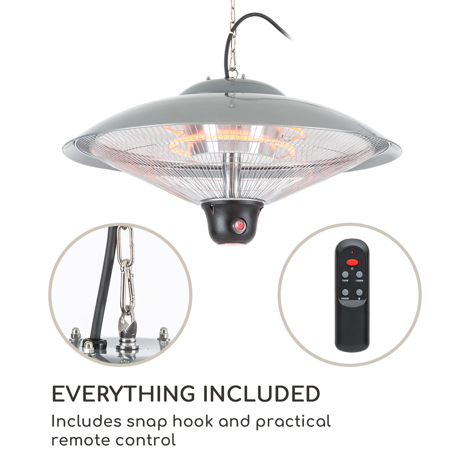 Blumfeldt Heizsporn, stropný ohrievač, 60,5 cm (Ø), LED lampa, diaľkové ovládanie – Obrázok 5