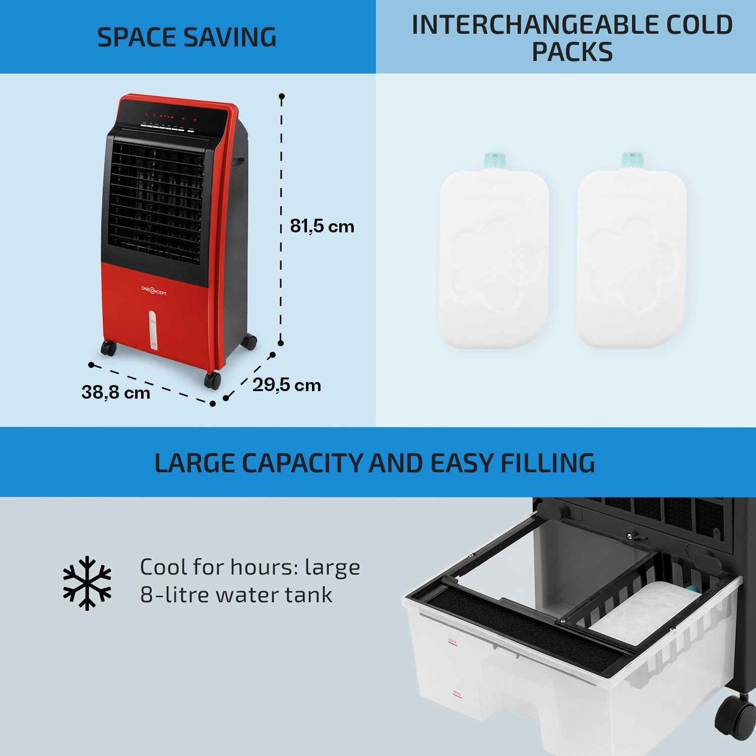 OneConcept CTR-1, ochladzovač vzduchu 4 v 1, 65 W, diaľkové ovládanie – Obrázok 5