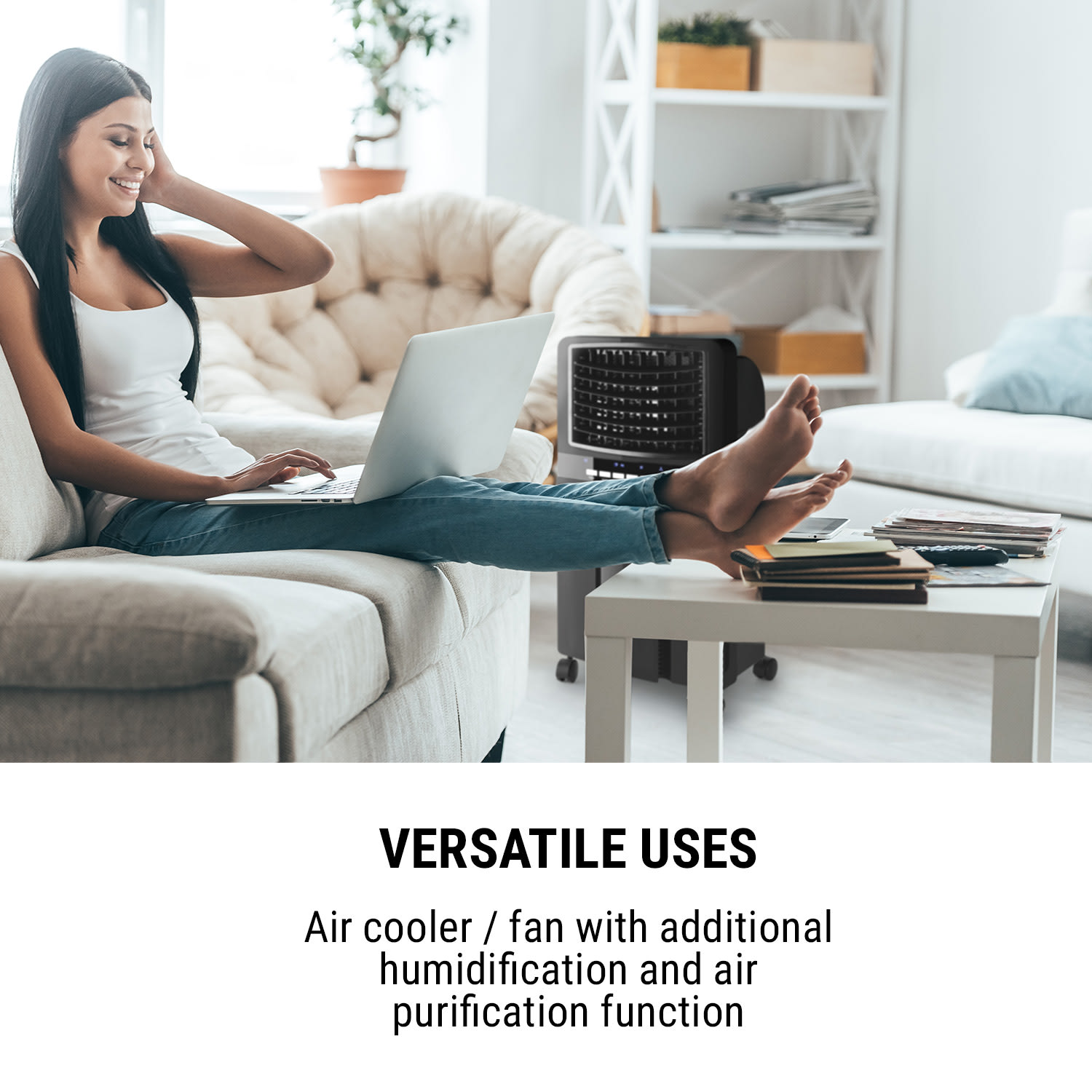 OneConcept Baltic Black, ochladzovač vzduchu, ventilátor, 65 W, 400 m³/h, diaľkový ovládač – Obrázok 3